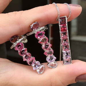 Necklace Pink Ombré Crystal white Rhodium