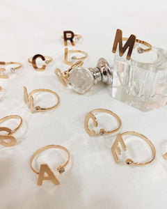 Letter Adjustable Ring and Premium CZ