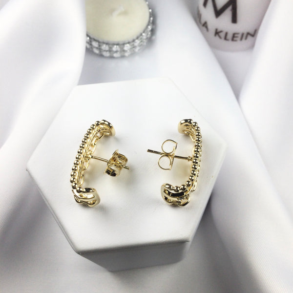 Pair Ear Cuff Earrings 18k Gold Plated and Diamondettes