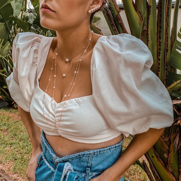 Delicate choker necklace one pearl