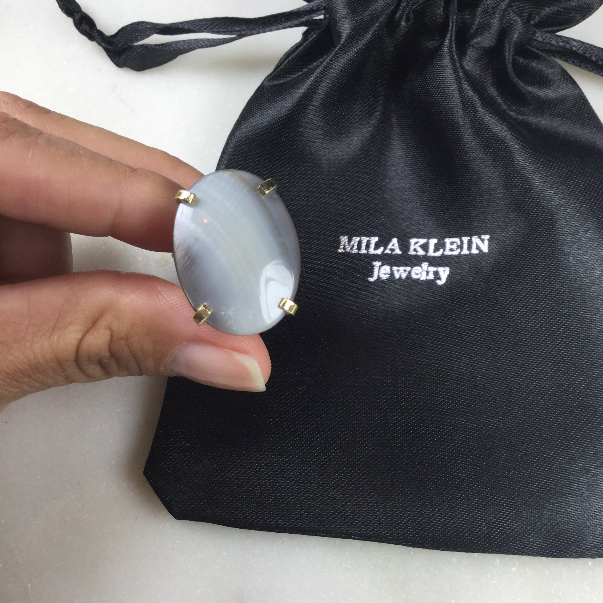 Statement Mother of Pearl 18K Gold Plated Arc Ring Adjustable