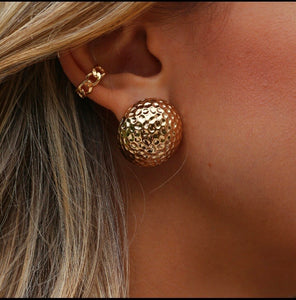 Round Texturized Earrings 18K Gold Plated