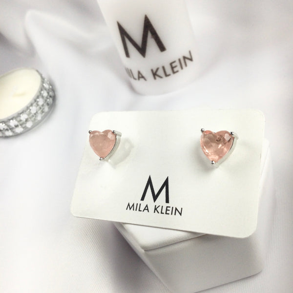 Peach Morganite Fusion Stone Heart Earrings