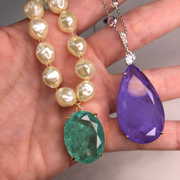 Set Purple and Colombian Emerald Necklace