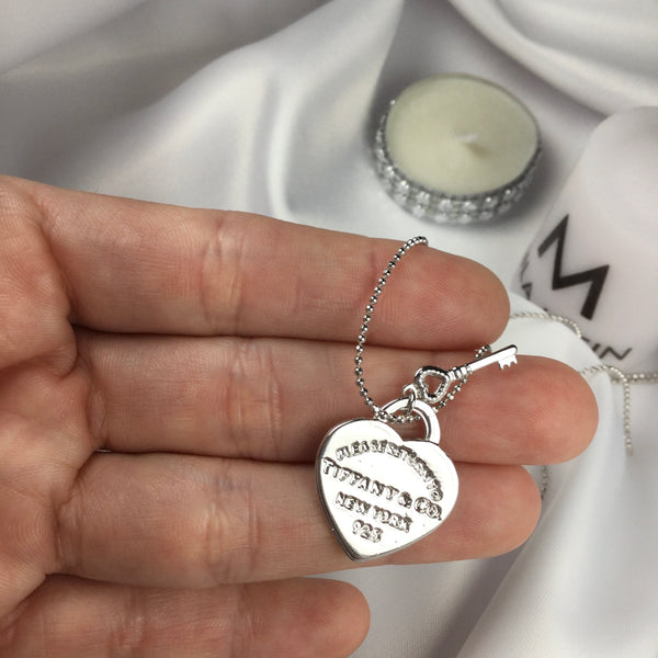 Famous Brand Inspired Heart Necklace White Rhodium