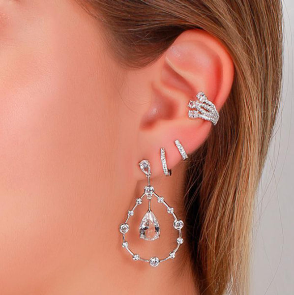 Earrings Drop White Rhodium crystal