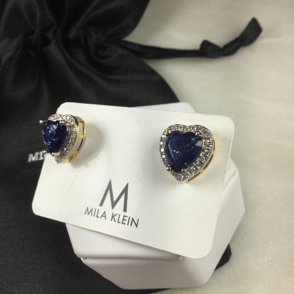 Sapphire fusion Heart Earring 18k Gold Plated