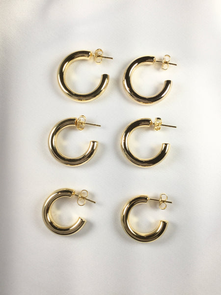 Trendy Hoop Earrings 18K Gold Plated