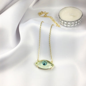 Fancy Evil Eye Necklace Yellow 18k Gold Plated