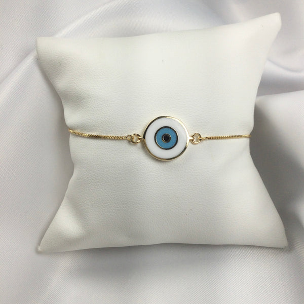 White Evil Eye Bracelet 18k Gold Bracelet