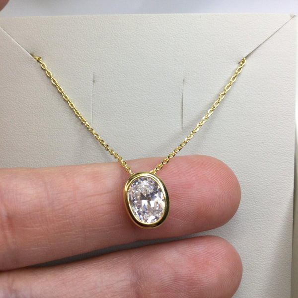 Oval Premium Crystal Necklace 18K Gold Filled