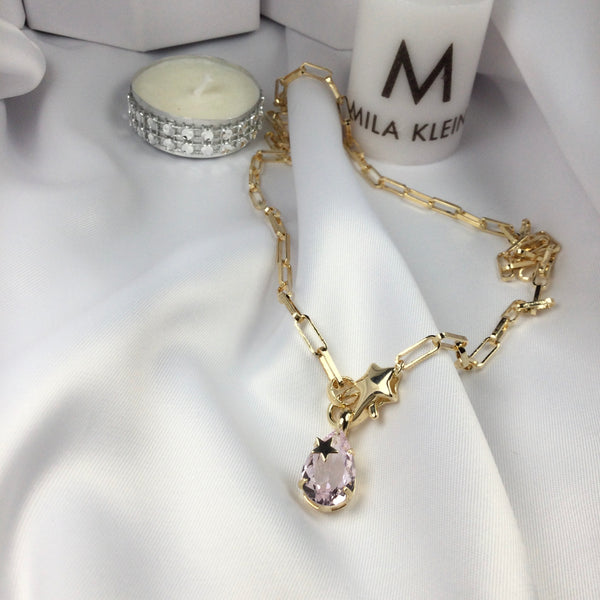 Light Pink Star Necklace 18k Gold plated