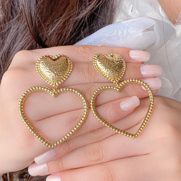 Maxi Heart Hoop Earrings 18k Gold Plated Lightweight