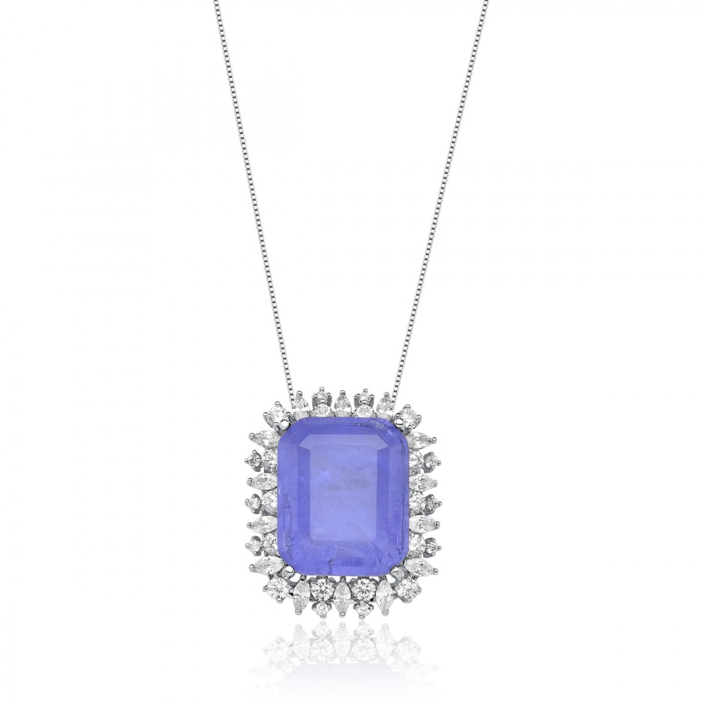 Rectangle Lavender fusion stone Necklace