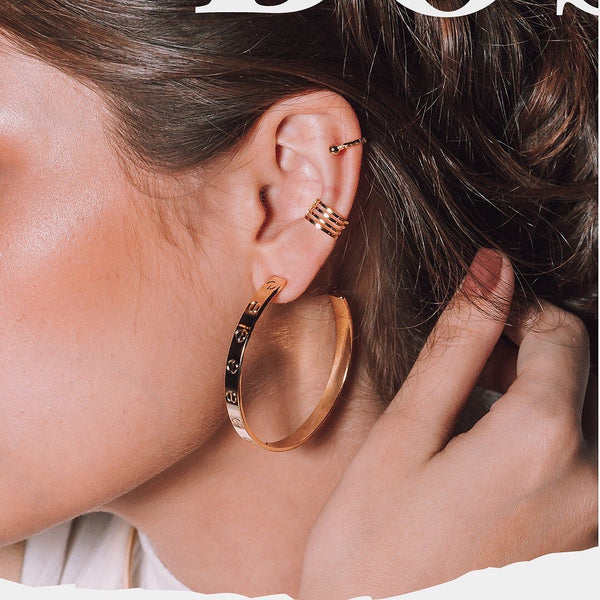 Famous Brand Inspired Hoop Earrings 2”inch 18k Gold Plated