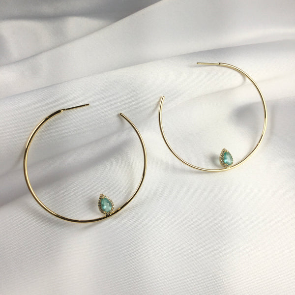 Acqua Fusion stone Hoop Earring 18k Gold Plated