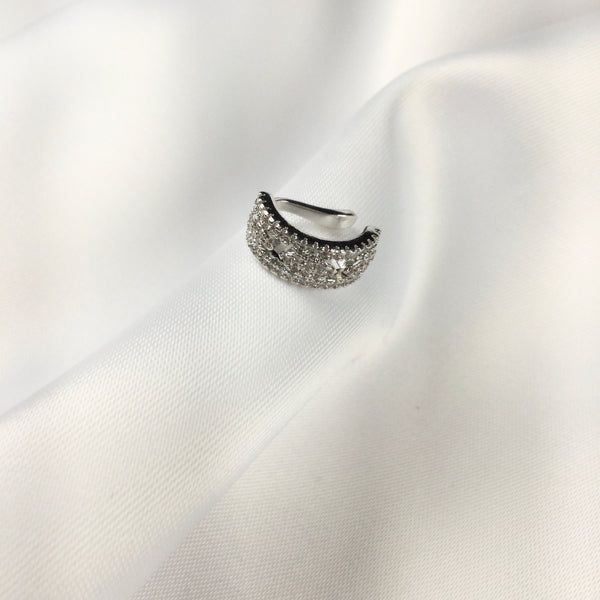 White Rhodium Ear Cuff Delicate  micro zirconia
