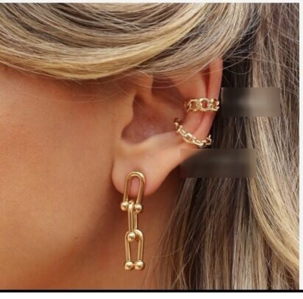 Chain Link Earrings 18k Gold Plated Famous Brand inspired