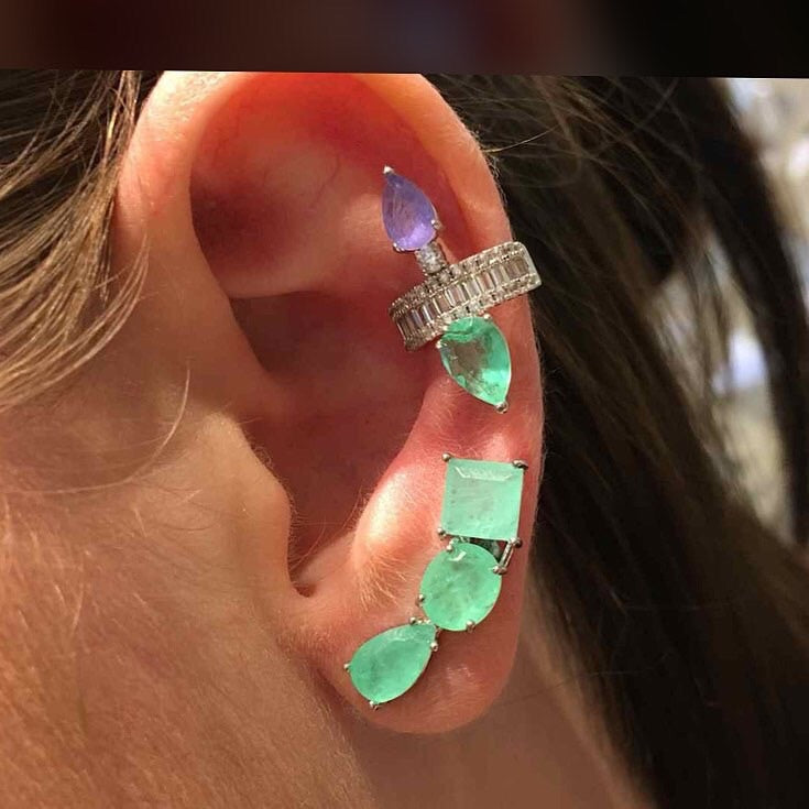 Ear Cuff Emerald Amethyst - Mila Klein