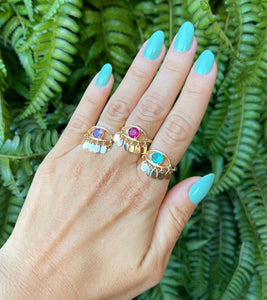 Gypsy Ring Emerald Crystal 18K Gold Plated Adjustable