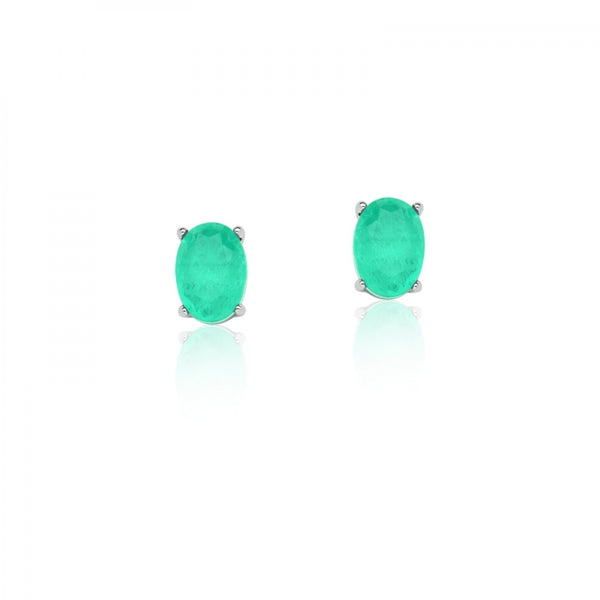Mini Earring Emerald Colombian Fuison Oval