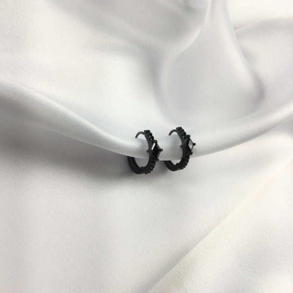Hoop Earrings Black Rhodium zirconia and diamondettes 0,75”