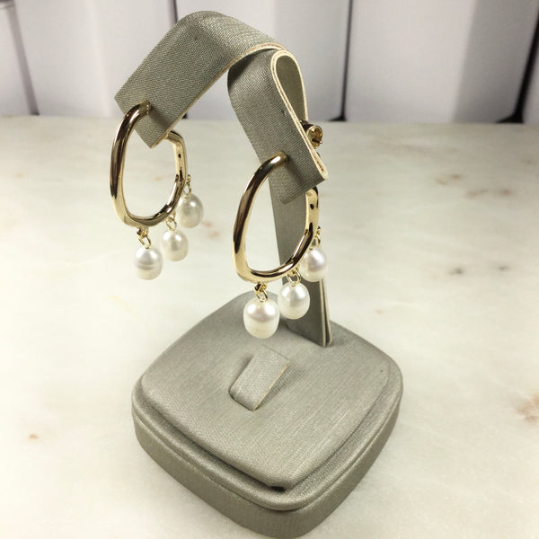 Freshwater Pearl Hoop earrings 18K Gold Plated