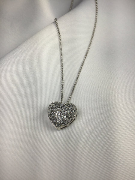 Heart Necklace White Rhodium and micro zirconia
