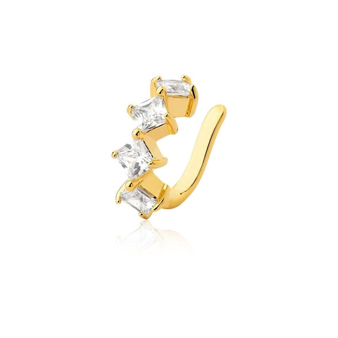 Ear cuff geometric crystal and 18k gold plated