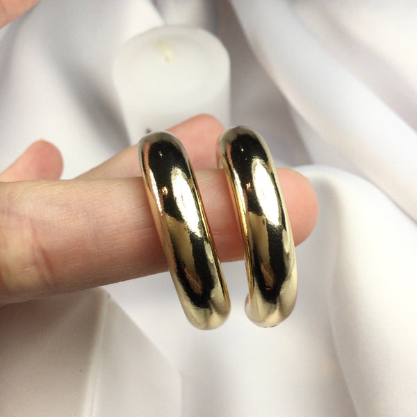 Tube Hoop Earrings 18K Gold Plated