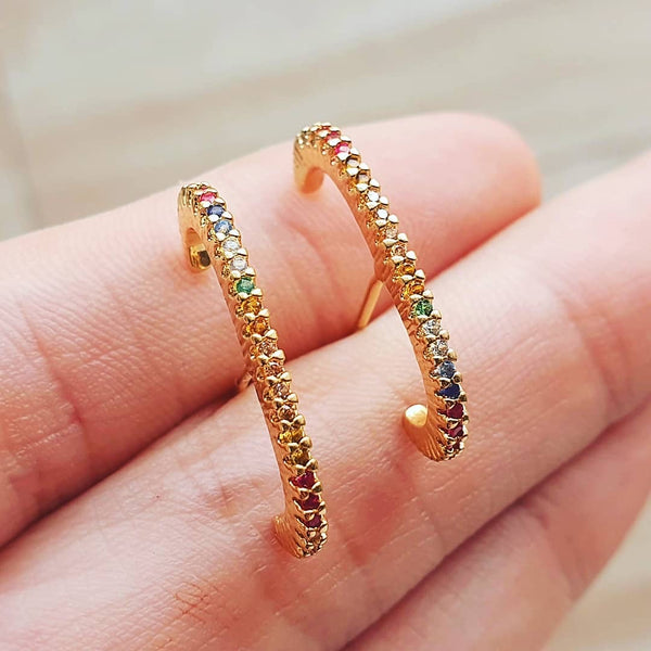 Ear Hook earring 18k Gold plated Rainbow