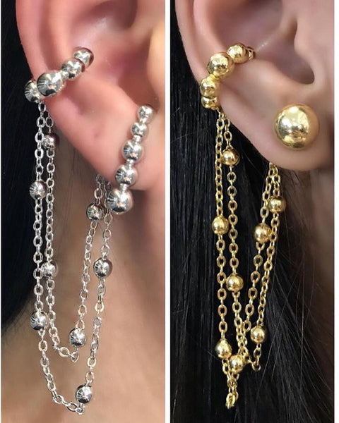 Ear Hook chain + ear cuff gold
