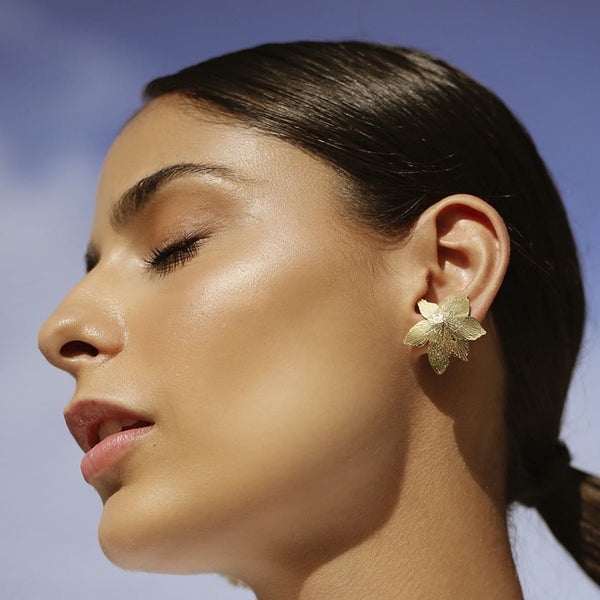 Fancy Flower Earrings 18K Gold Plated Lightweight
