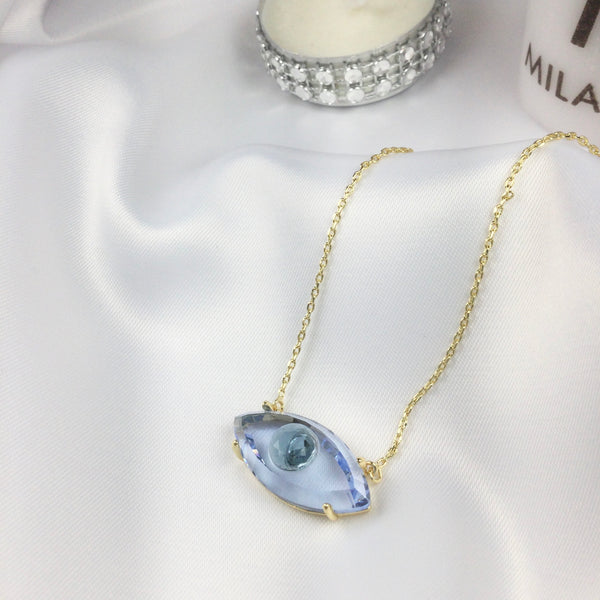 Fancy Evil Eye Necklace Blue 18k Gold Plated