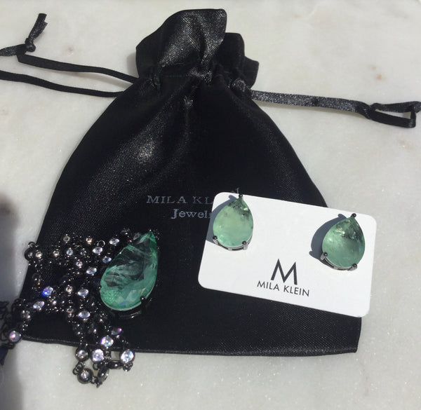 Set Green Emerald Necklace & Earring