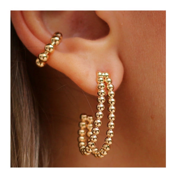 Double Sphere Hoop Earrings 18K Gold Plated