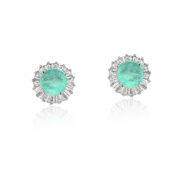 Earring round Light Blue and zirconia