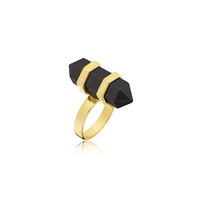 Onyx Ring Black Stone 18k Gold - Mila Klein