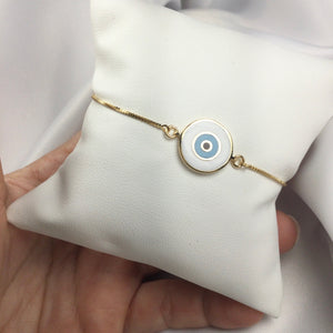 White Evil Eye Bracelet 18k Gold Bracelet