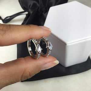 Hoop Earrings micro zirconia and Crystal 0,75” inch
