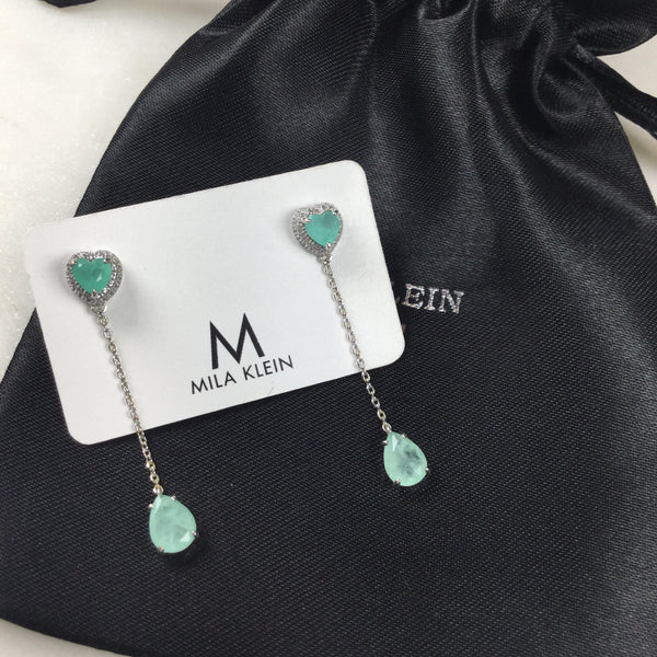 Earring drop heart Colombian emerald fusion