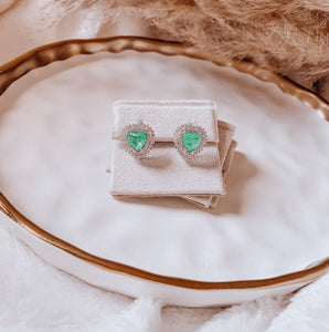 Colombian Emerald fusion Heart Earrings