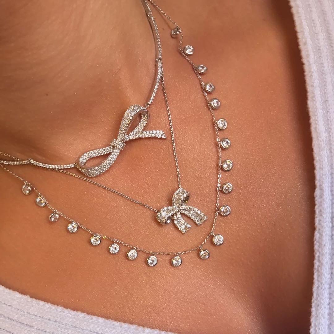 Bow necklace 18k Gold plated and cz