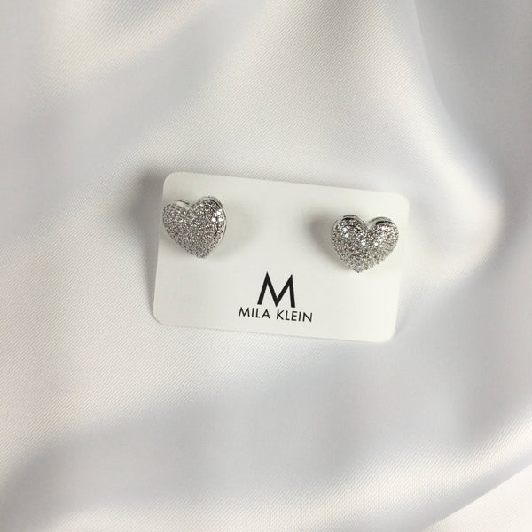 Heart Studded Earrings Micro Zirconia
