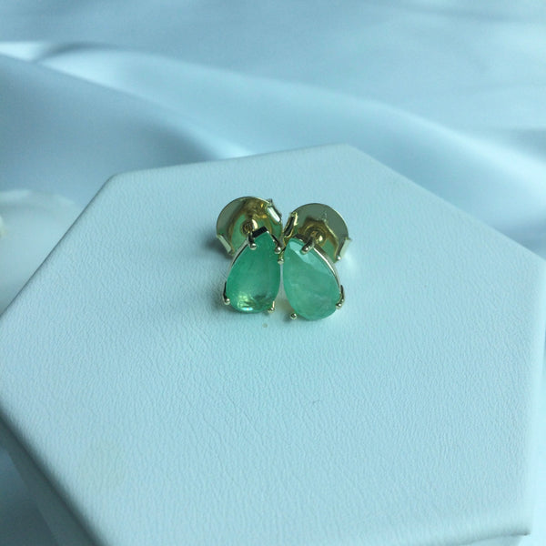 Medium Delicate Drop Shape Earrings Greenery 18k Gold Plated