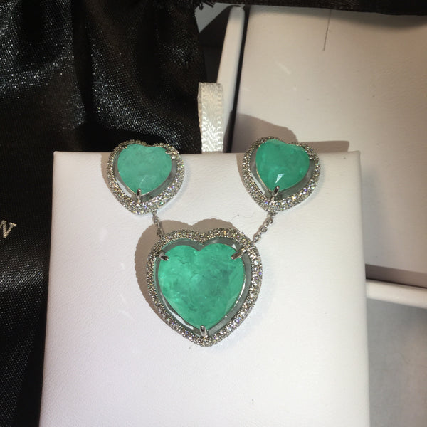 Set earring necklace Colombian emerald fusion