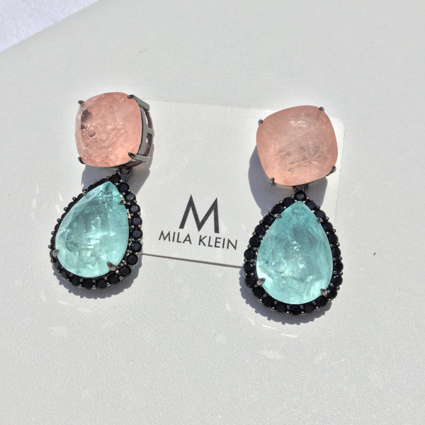 Morganite and light green earring Fusion - Mila Klein