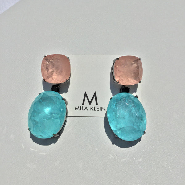 Morganite and light Niagara Blue Earring - Mila Klein